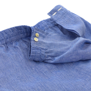 Finamore Linen Fabric Pajamas in Light Blue - SARTALE