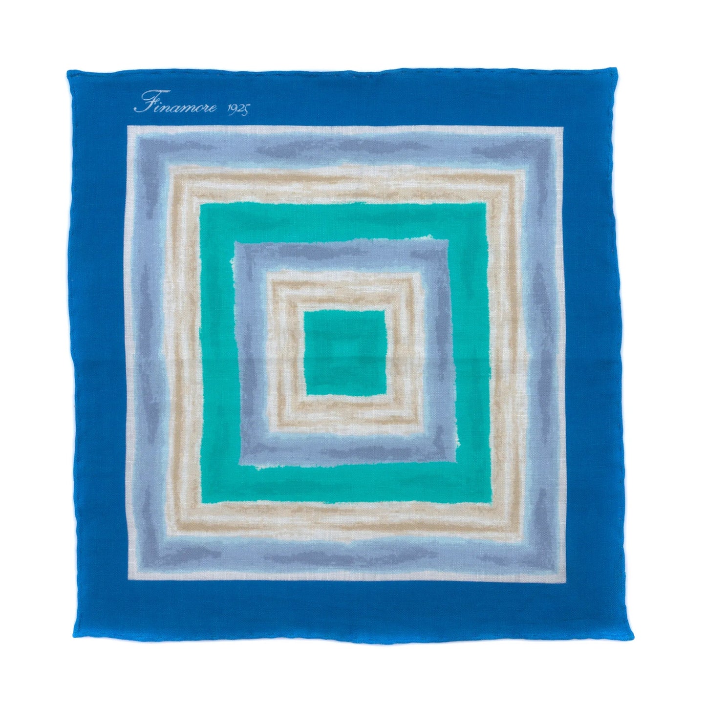 Finamore Printed Linen Pocket Square in Light Blue - SARTALE