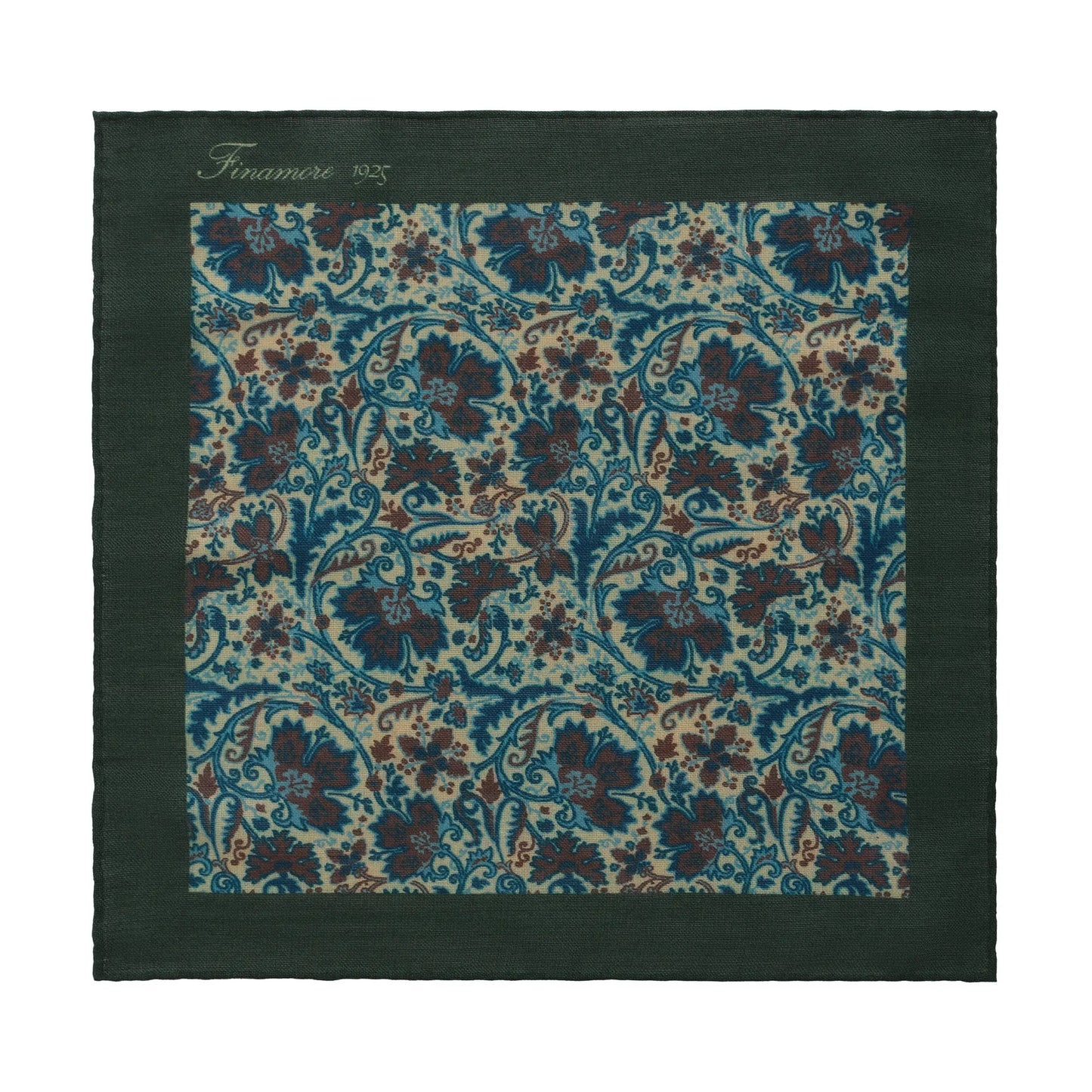 Finamore Printed Wool-Blend Green Pocket Square - SARTALE