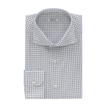 Fray Checked White Shirt with Cutaway Collar - SARTALE