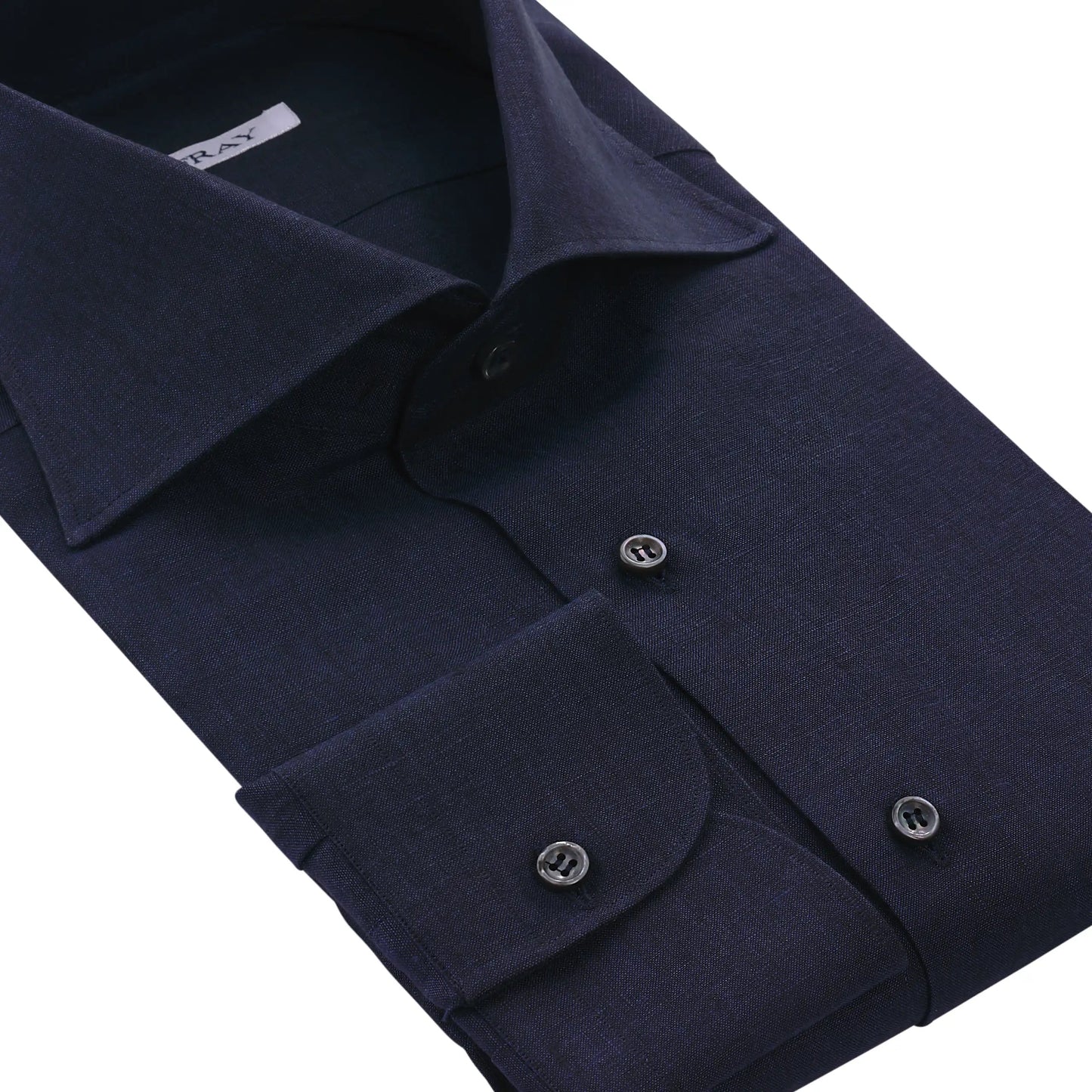 Fray Linen Dark Blue Shirt with Spread Collar - SARTALE