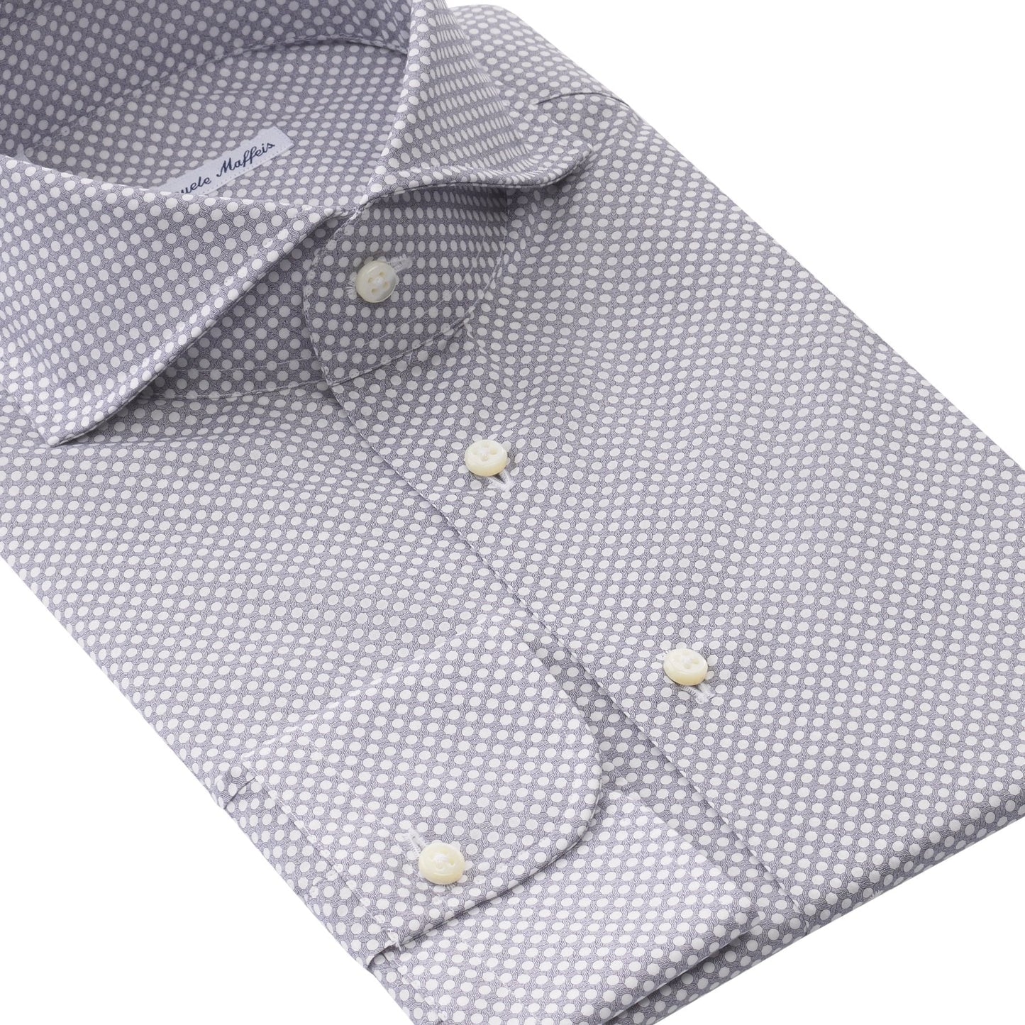 Emanuele Maffeis Cotton Shirt with Blue Dots Print - SARTALE