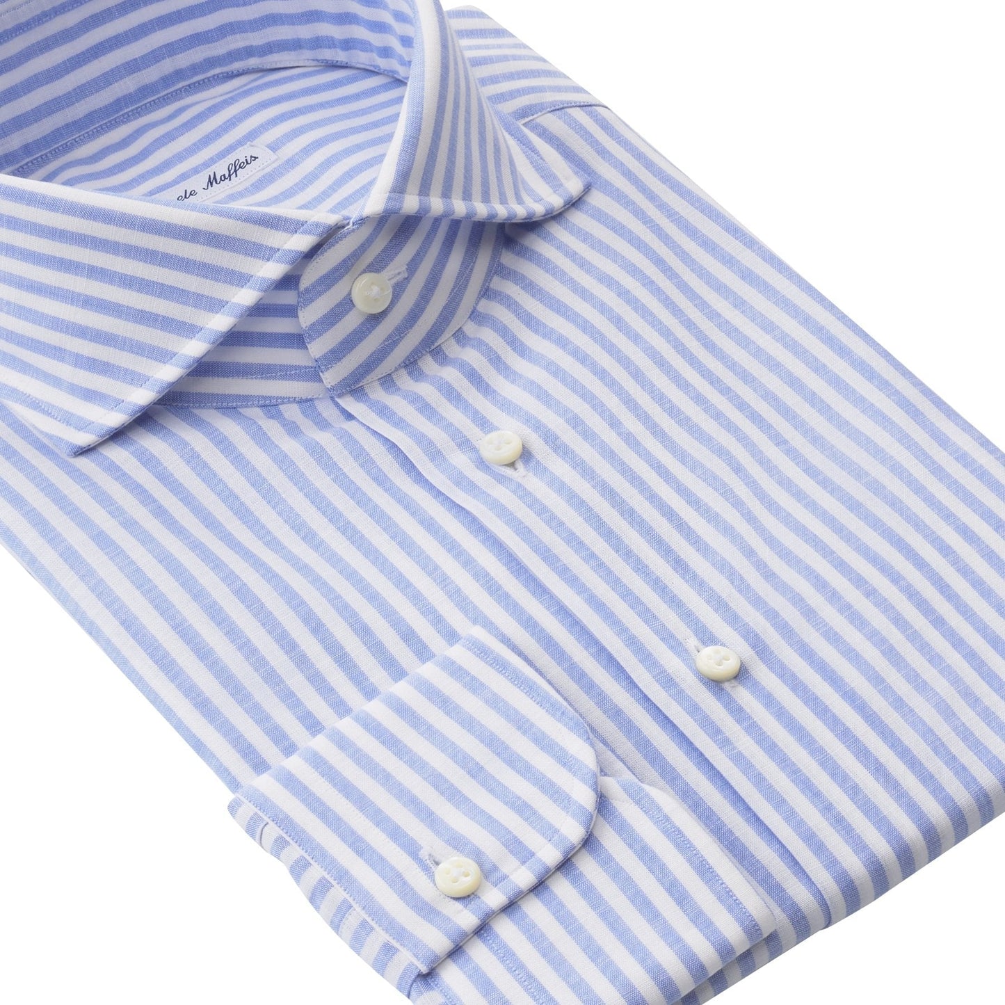 Emanuele Maffeis Striped Cotton Light Blue Shirt - SARTALE