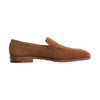 John Lobb "Aley" Suede Loafer with Hand-Stitched Apron in Brown - SARTALE