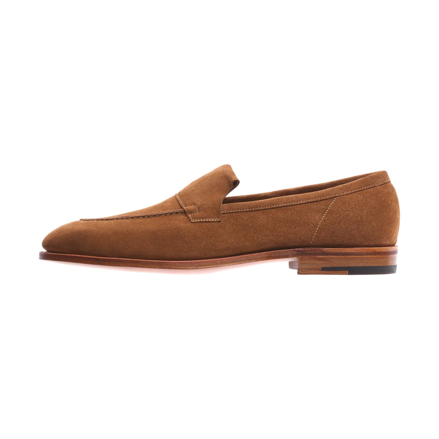 John Lobb "Aley" Suede Loafer with Hand-Stitched Apron in Brown - SARTALE