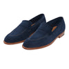 John Lobb "Aley" Suede Loafer with Hand-Stitched Apron in Royal Blue - SARTALE