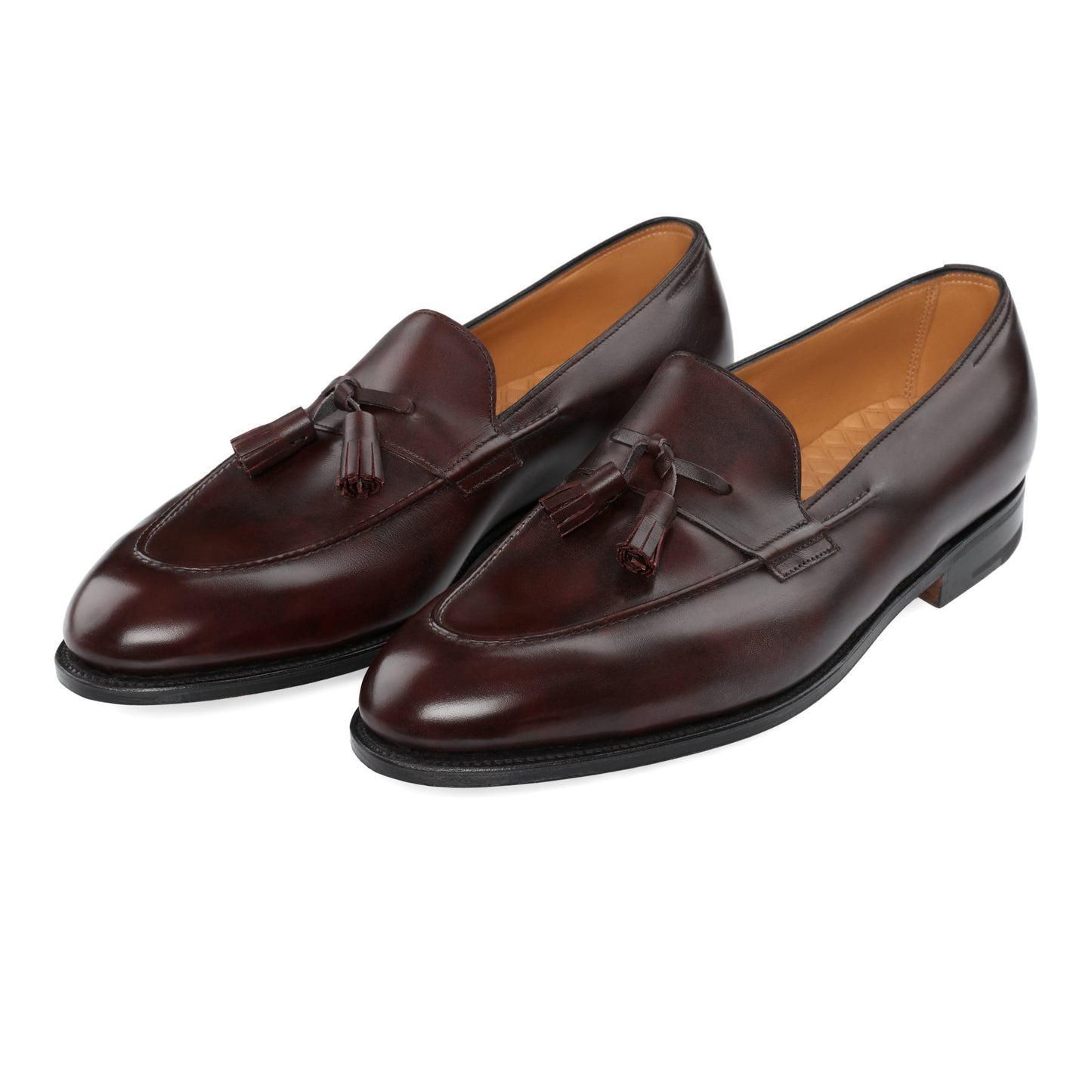 John Lobb "Callington" Leather Loafer with Hand-Stitched Apron in Plum Red - SARTALE