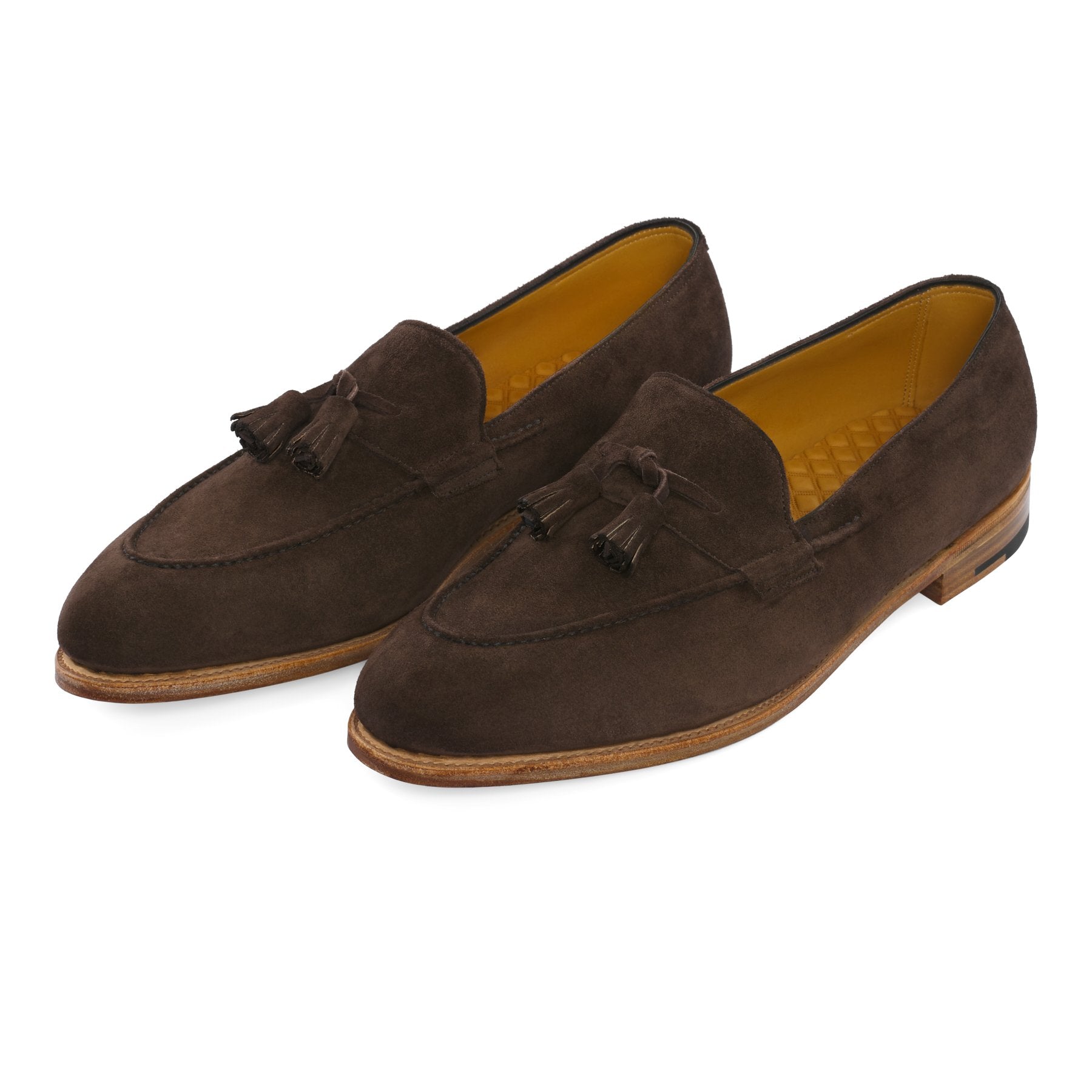 "Callington" Suede Loafer with Hand-Stitching Apron in Brown