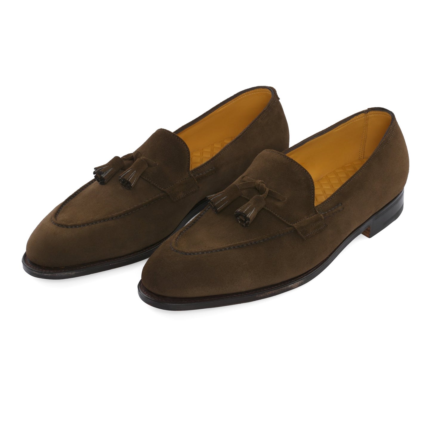 John Lobb "Callington" Suede Loafer with Hand-Stitching Apron in Pewter - SARTALE