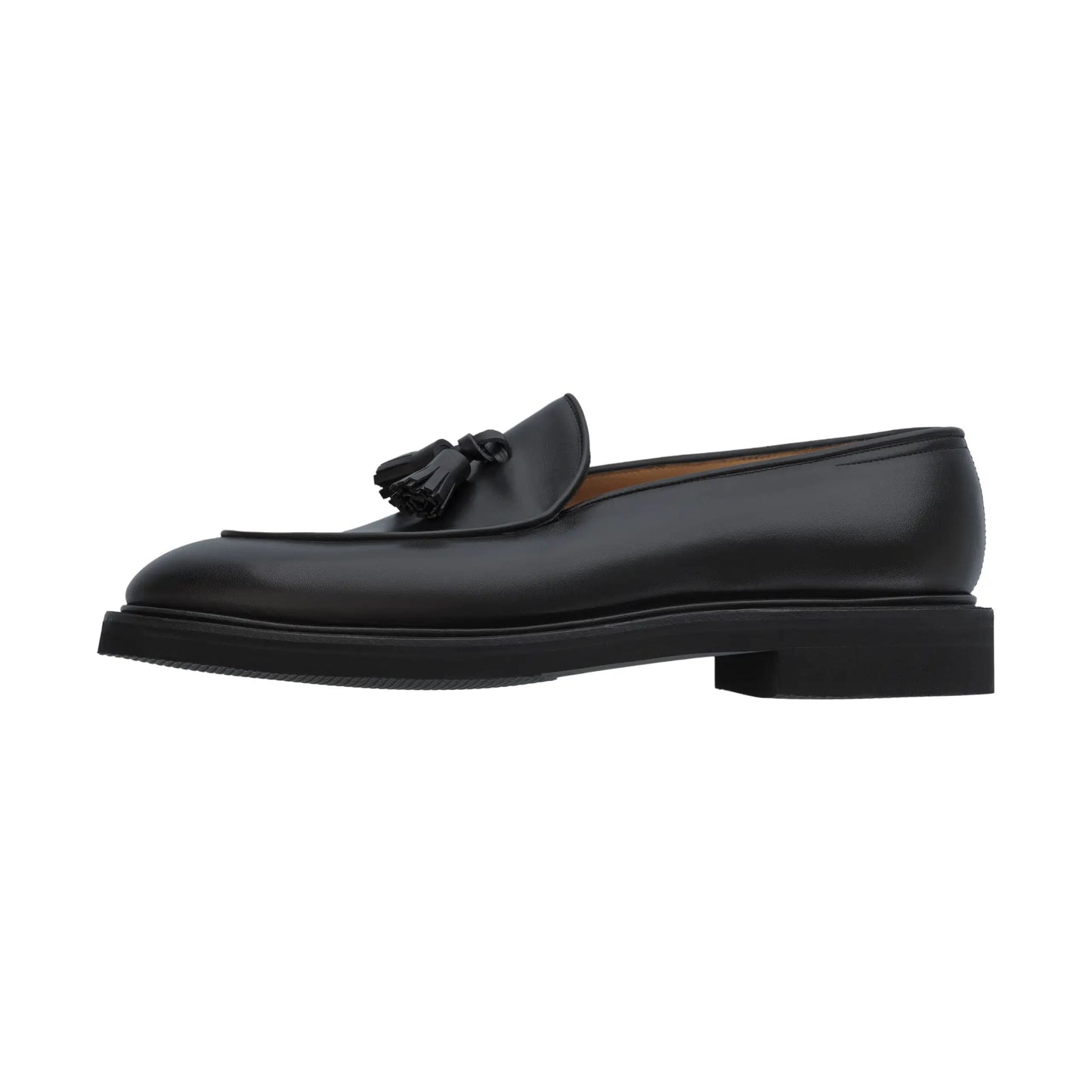 John Lobb "Edmond" Leather Tassel Loafer with Hand-Stitched Apron in Black - SARTALE