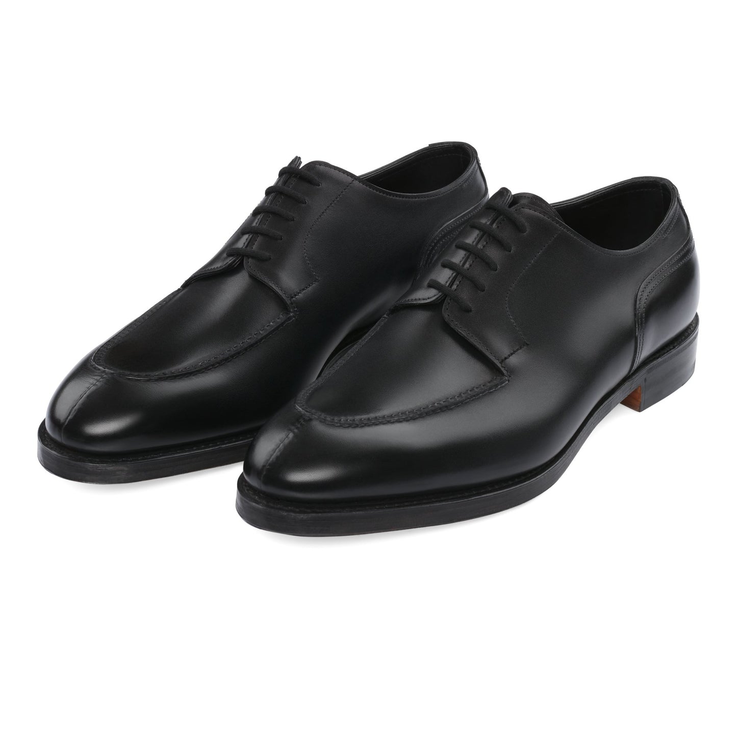 John Lobb "Harlyn" Five-Eyelet Leather Derby Shoes with Hand-Stitched Apron in Black - SARTALE
