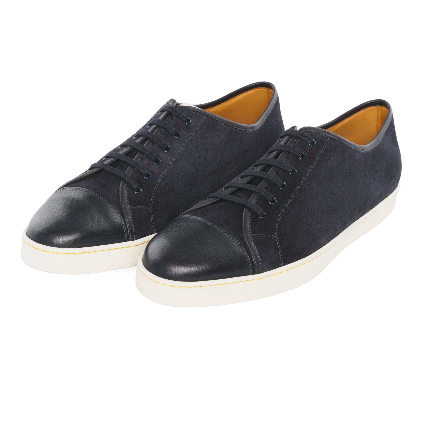 "Levah" Suede and Leather Sneakers in Dark Blue