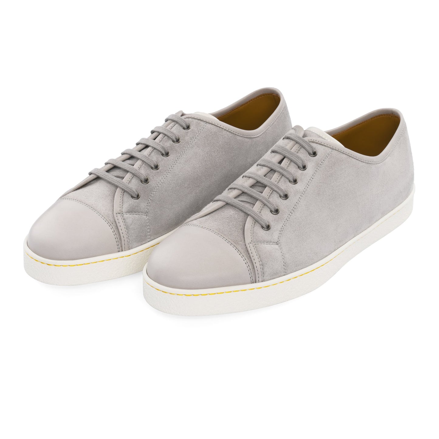 John Lobb "Levah" Suede and Leather Sneakers in Light Grey - SARTALE
