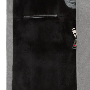 Kired Cashmere and Fur Bomber with Detachable Fur Collar in Light Grey - SARTALE