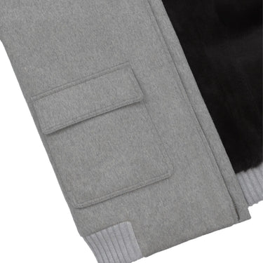 Kired Cashmere and Fur Bomber with Detachable Fur Collar in Light Grey - SARTALE