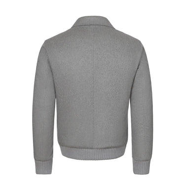 Kired Cashmere and Fur Bomber with Detachable Fur Collar in Light Grey - SARTALE