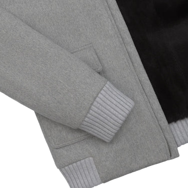 Kired Cashmere and Fur Bomber with Detachable Fur Collar in Light Grey - SARTALE