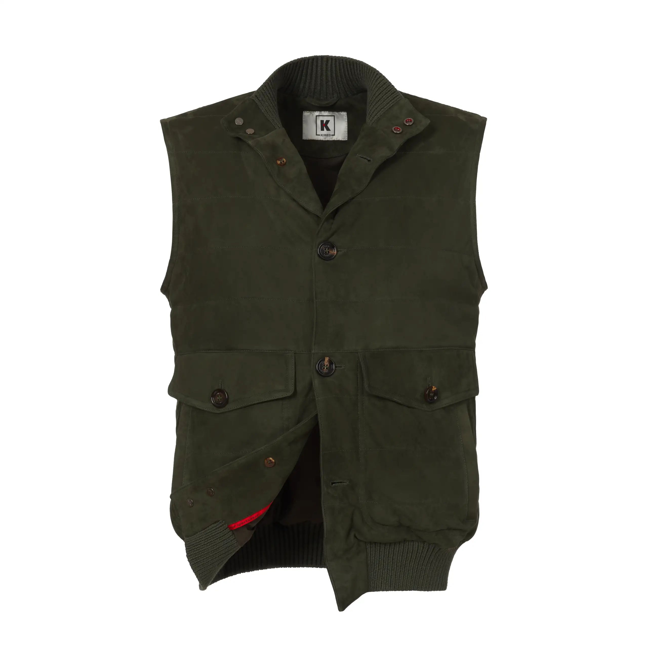 Leather Gilet in Forest Green