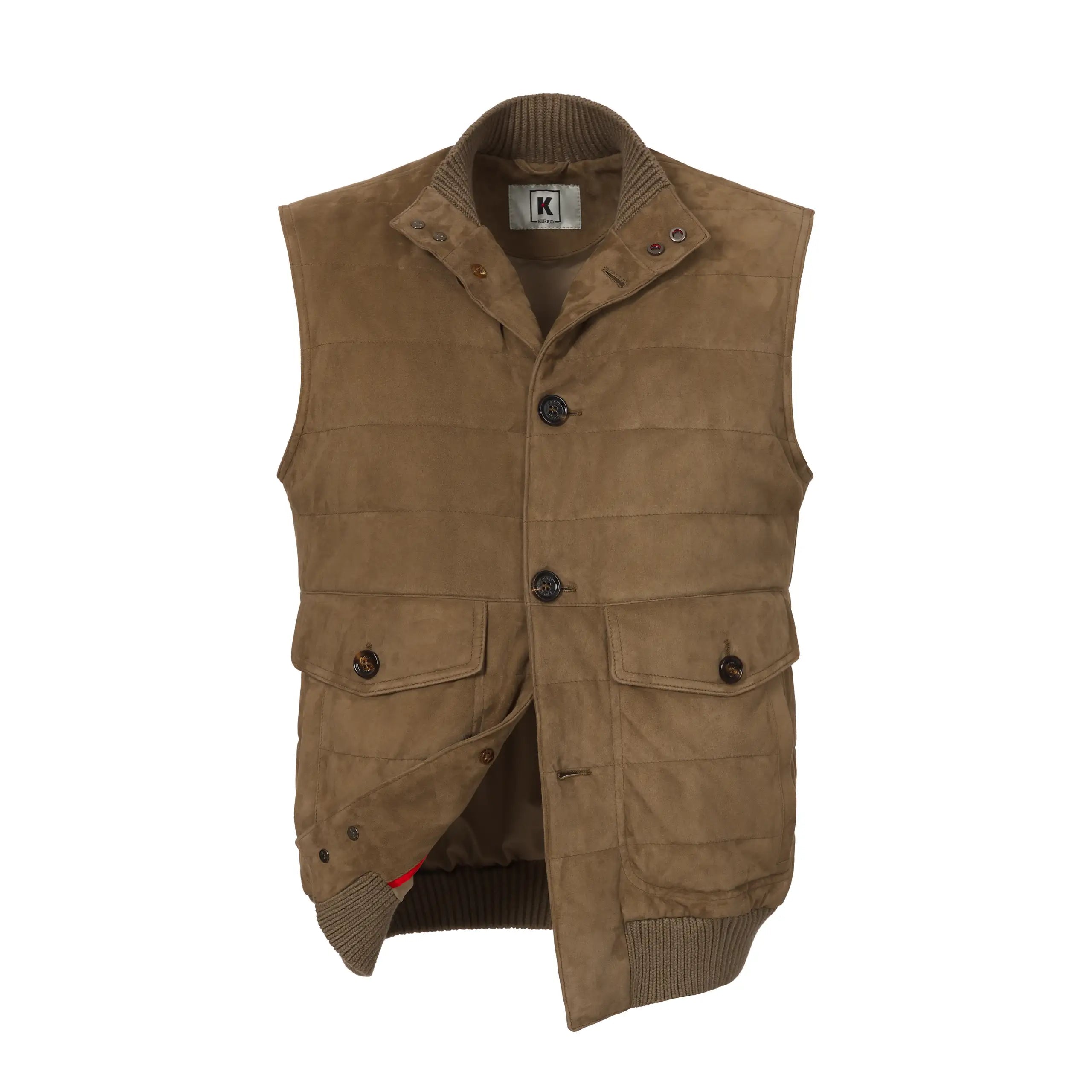 Leather Gilet in Taupe