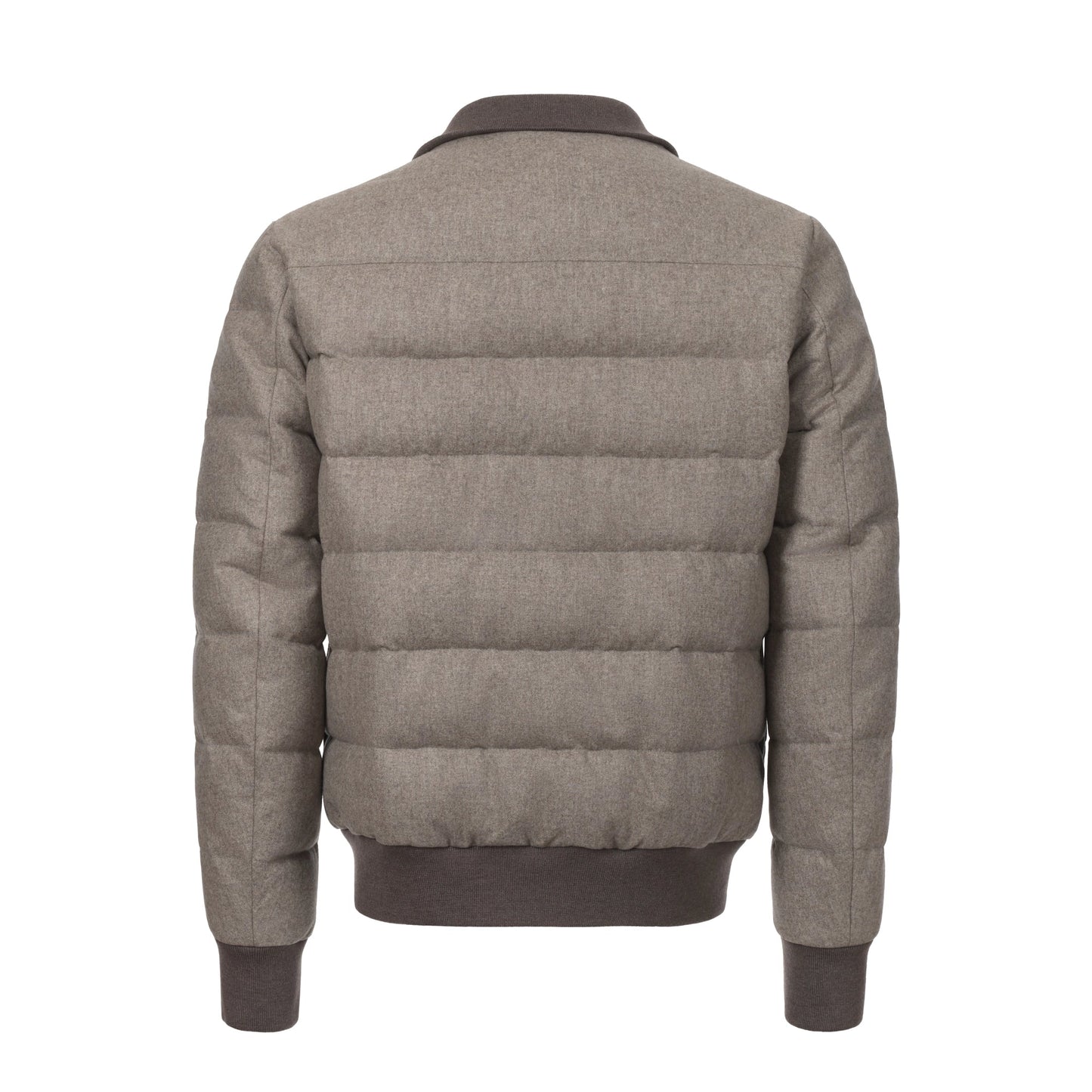Kiton Calf Leather Down Jacket in Taupe - SARTALE