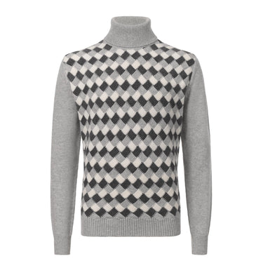 Kiton Cashmere Checked Sweater in Grey - SARTALE