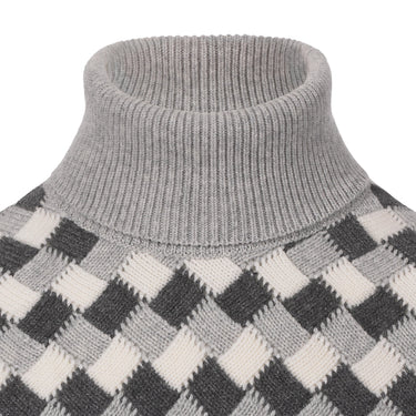 Kiton Cashmere Checked Sweater in Grey - SARTALE