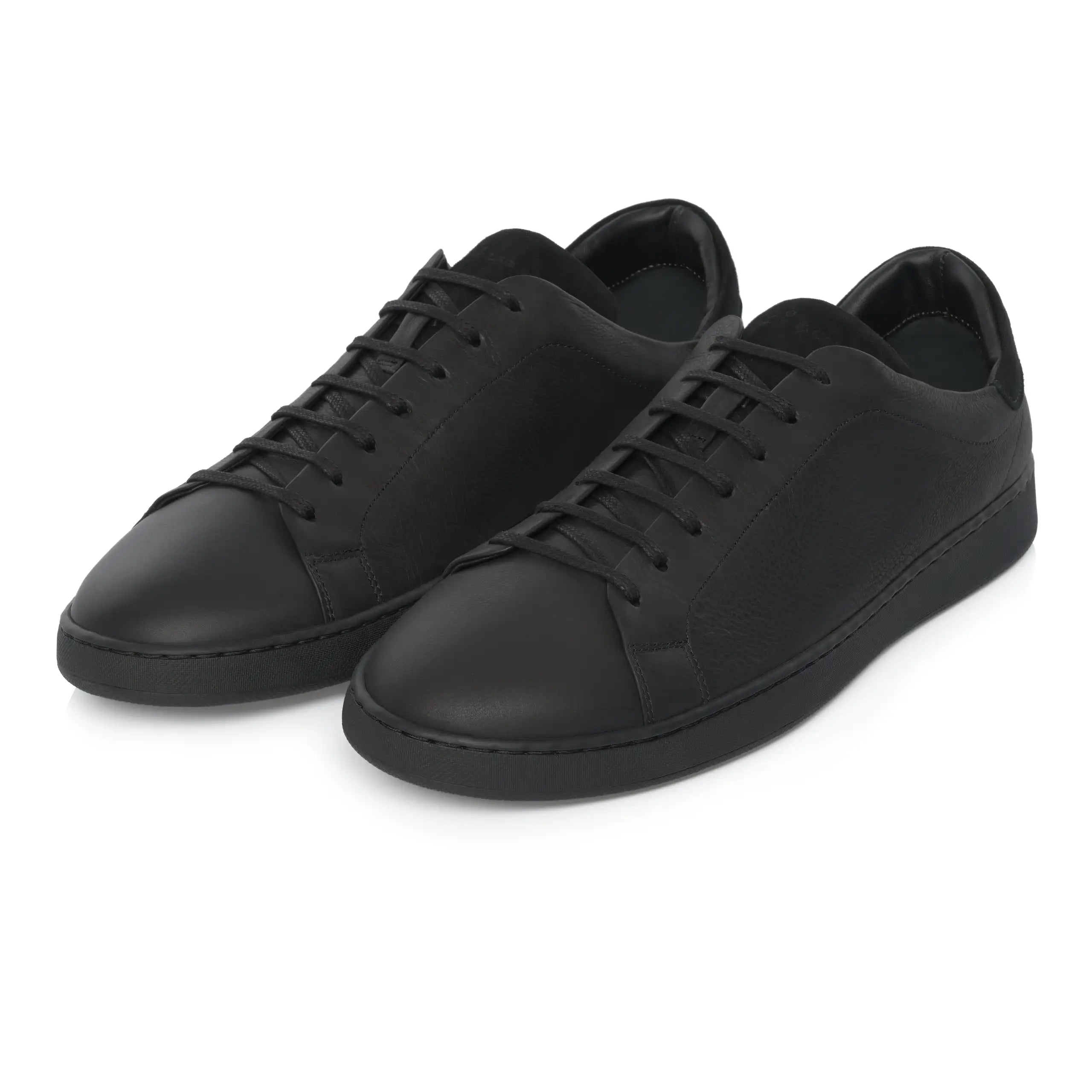 Kiton Leather Sneakers in Black | SARTALE