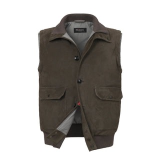 Kiton Leather Vest in Brown - SARTALE