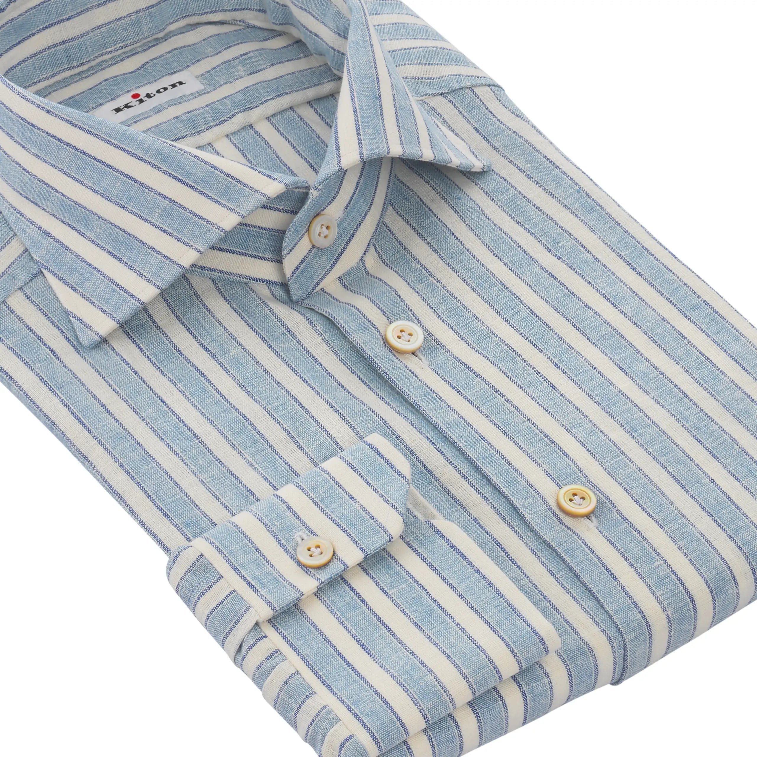 kiton dress shirts Cotton and Linen Striped Shirt