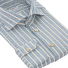 Kiton Linen-Blend Shirt in White and Blue - SARTALE
