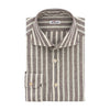 Kiton Linen-Blend Shirt in White and Brown - SARTALE