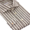 Kiton Linen-Blend Shirt in White and Brown - SARTALE