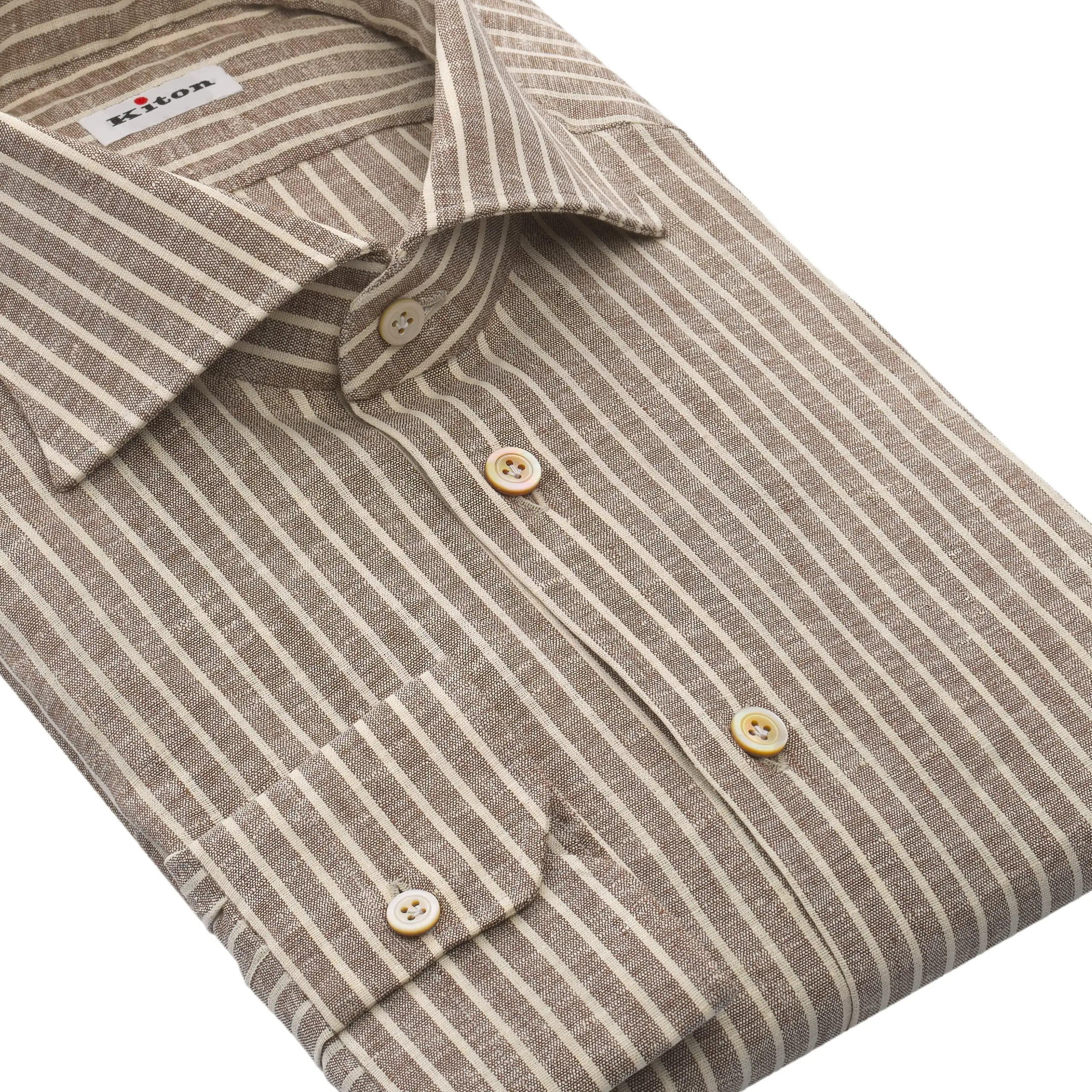 kiton dress shirts Cotton and Linen Striped Shirt White linen shirt Kiton Solid Cotton Classic-Fit Dress