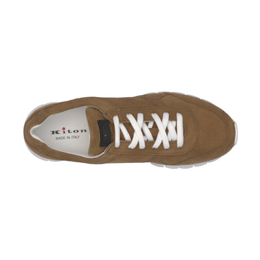 Kiton Logo Leather Sneakers in Marrone Brown - SARTALE