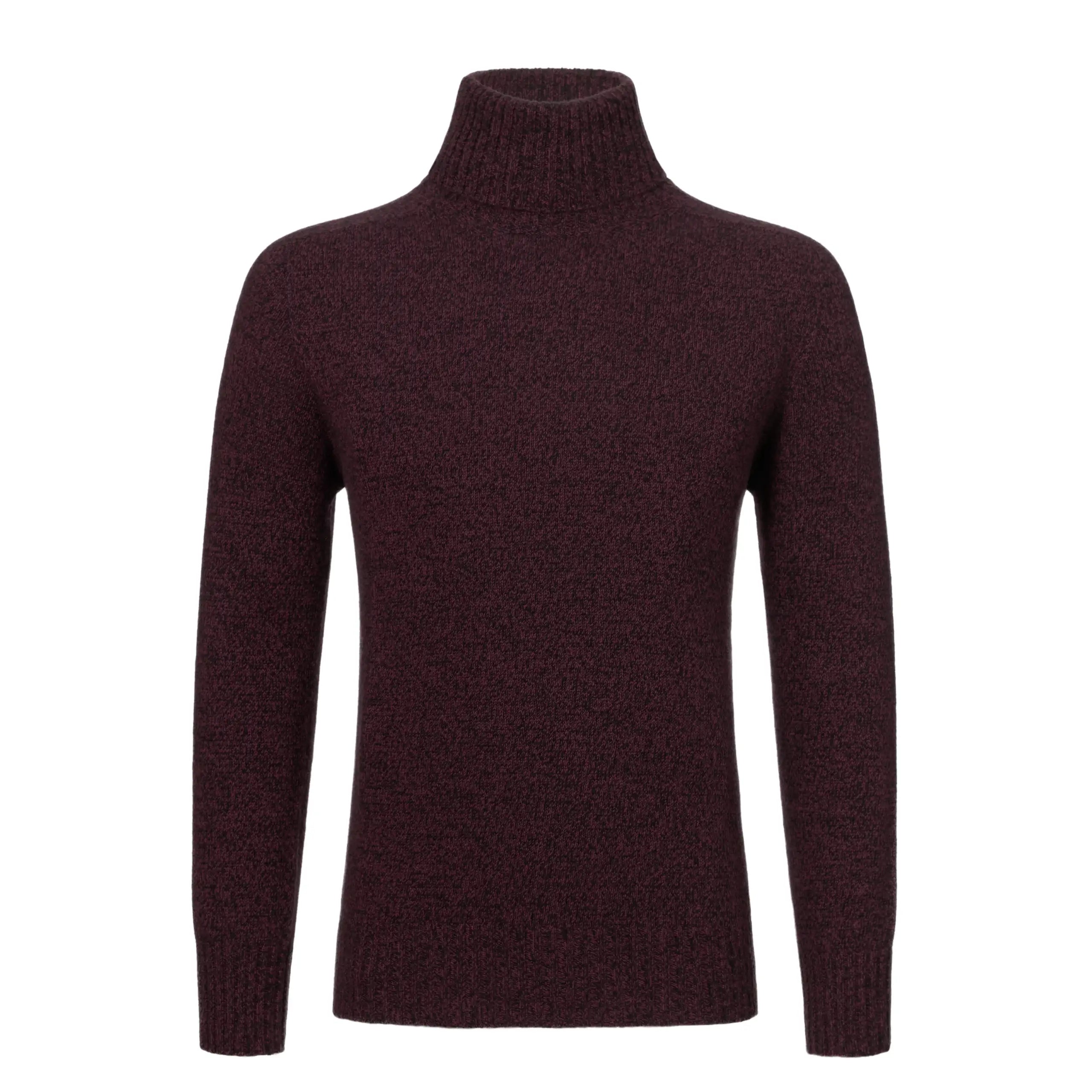Cashmere Turtleneck Sweater in Purple Melange