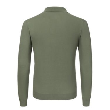 Malo Cotton Long Sleeve Polo Shirt in Sage Green - SARTALE