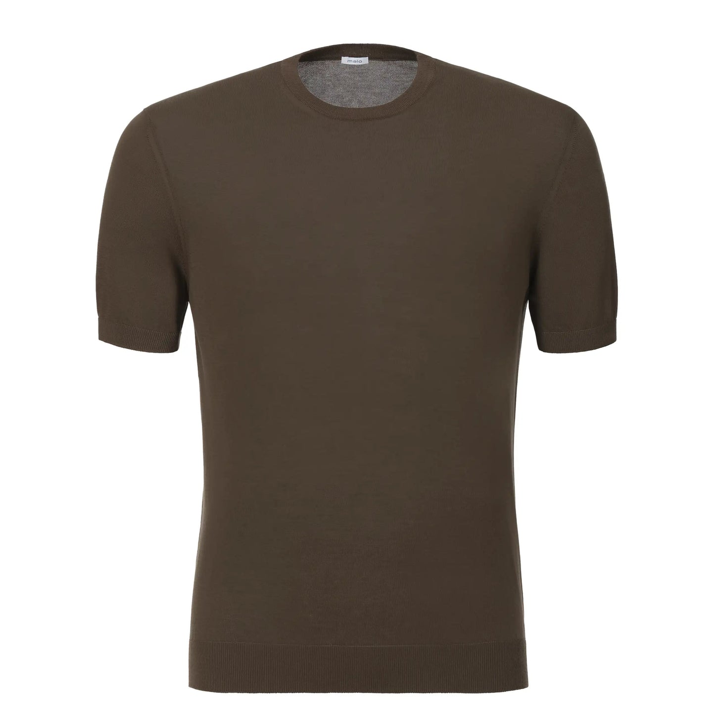 Malo Cotton T-Shirt Sweater in Earth Brown - SARTALE