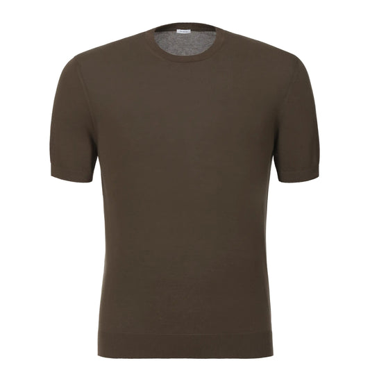Malo Cotton T-Shirt Sweater in Earth Brown - SARTALE