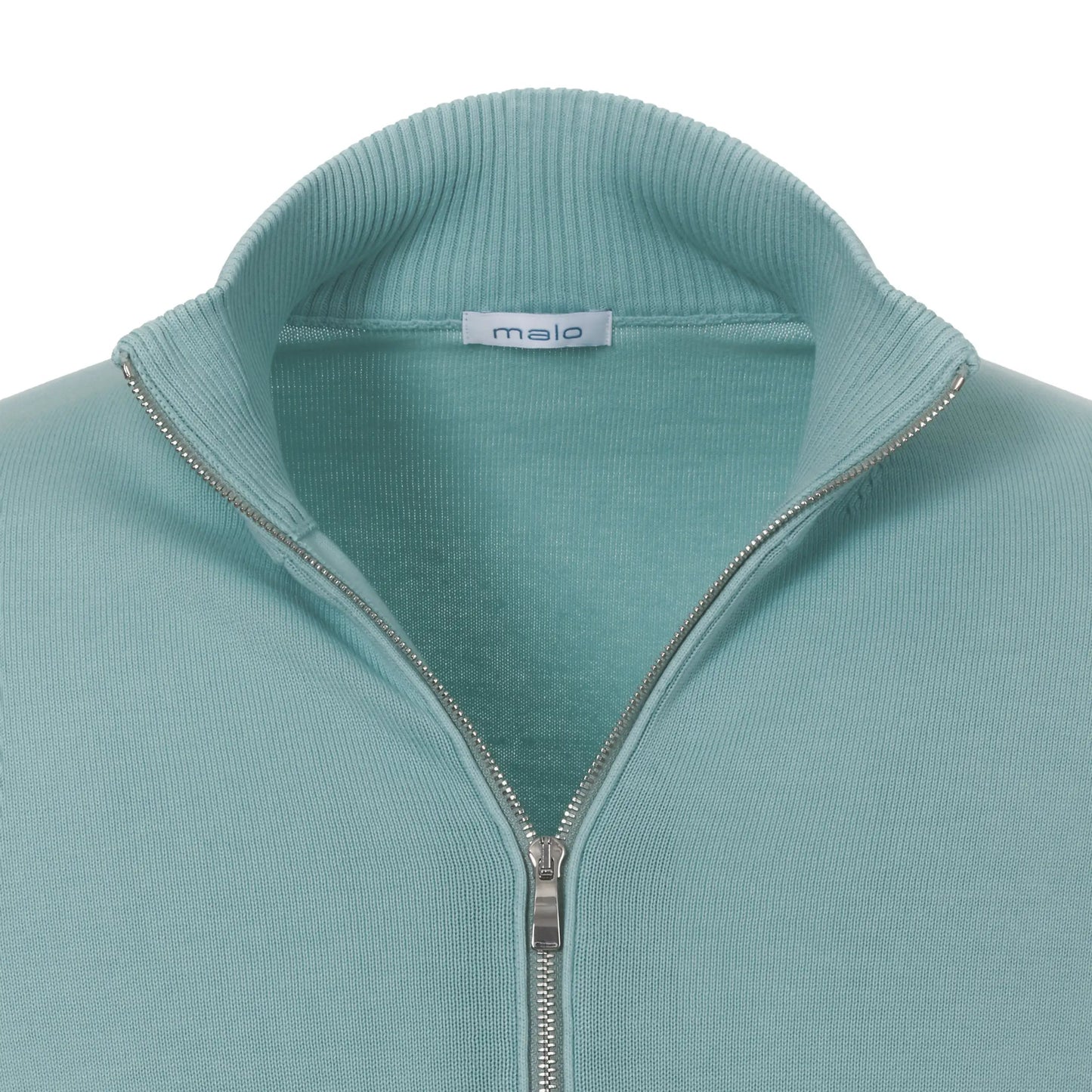 Malo Cotton Zip-Up Sweater in Light Blue - SARTALE