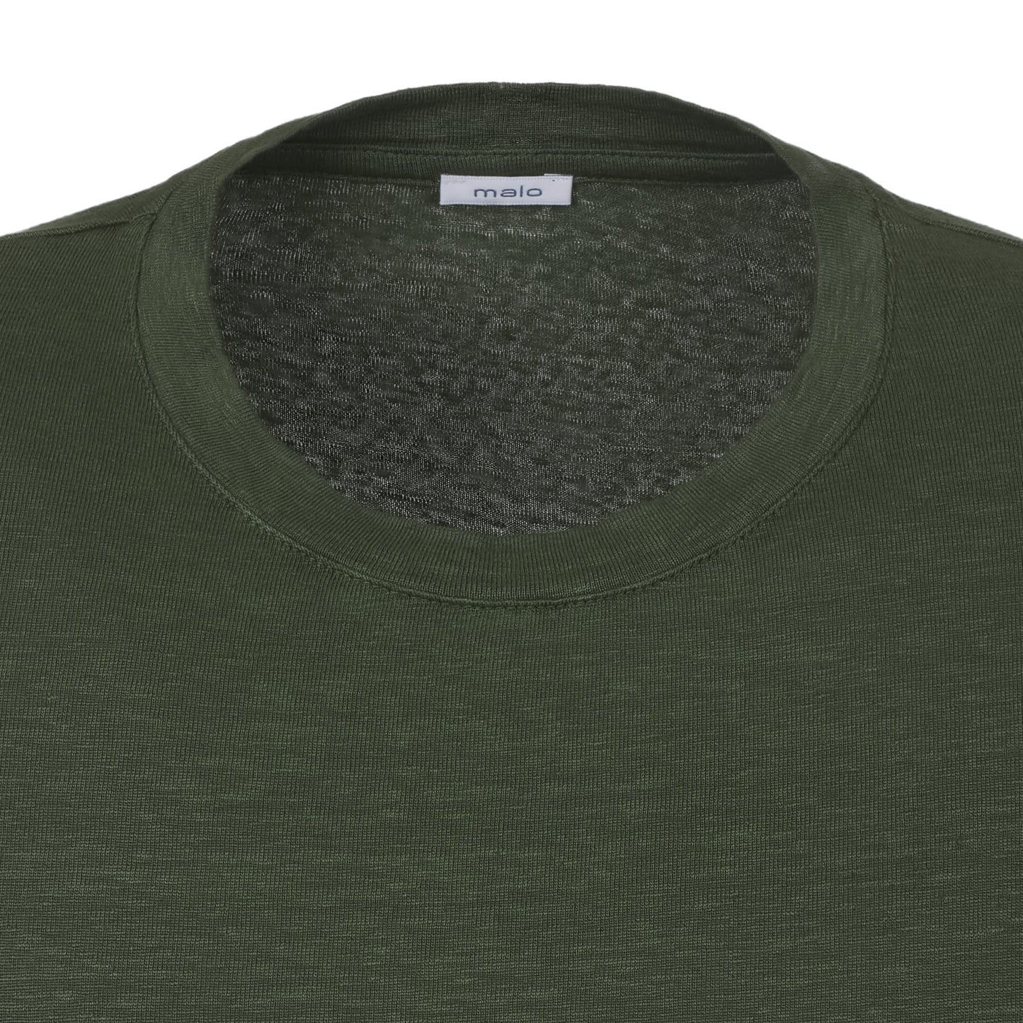 Malo Crew-Neck Linen T-Shirt in Dark Green - SARTALE