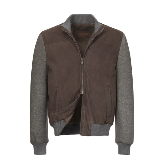 Mandelli Cashmere and Leather Blouson in Taupe - SARTALE