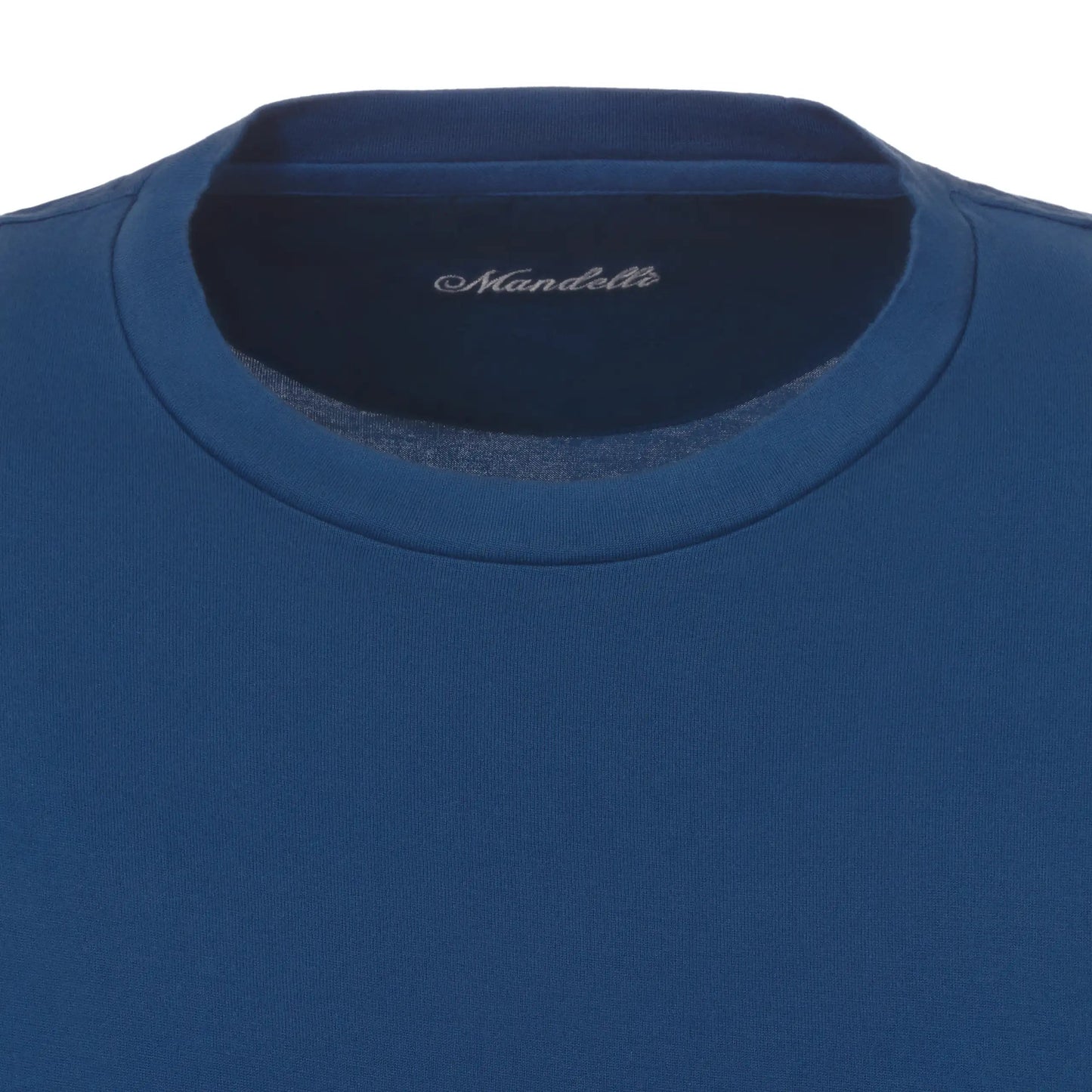 Mandelli Crew-Neck Jersey-Cotton T-Shirt in Aegean Blue - SARTALE