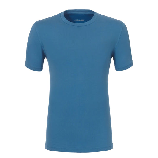 Mandelli Crew-Neck Jersey-Cotton T-Shirt in Sky Blue - SARTALE