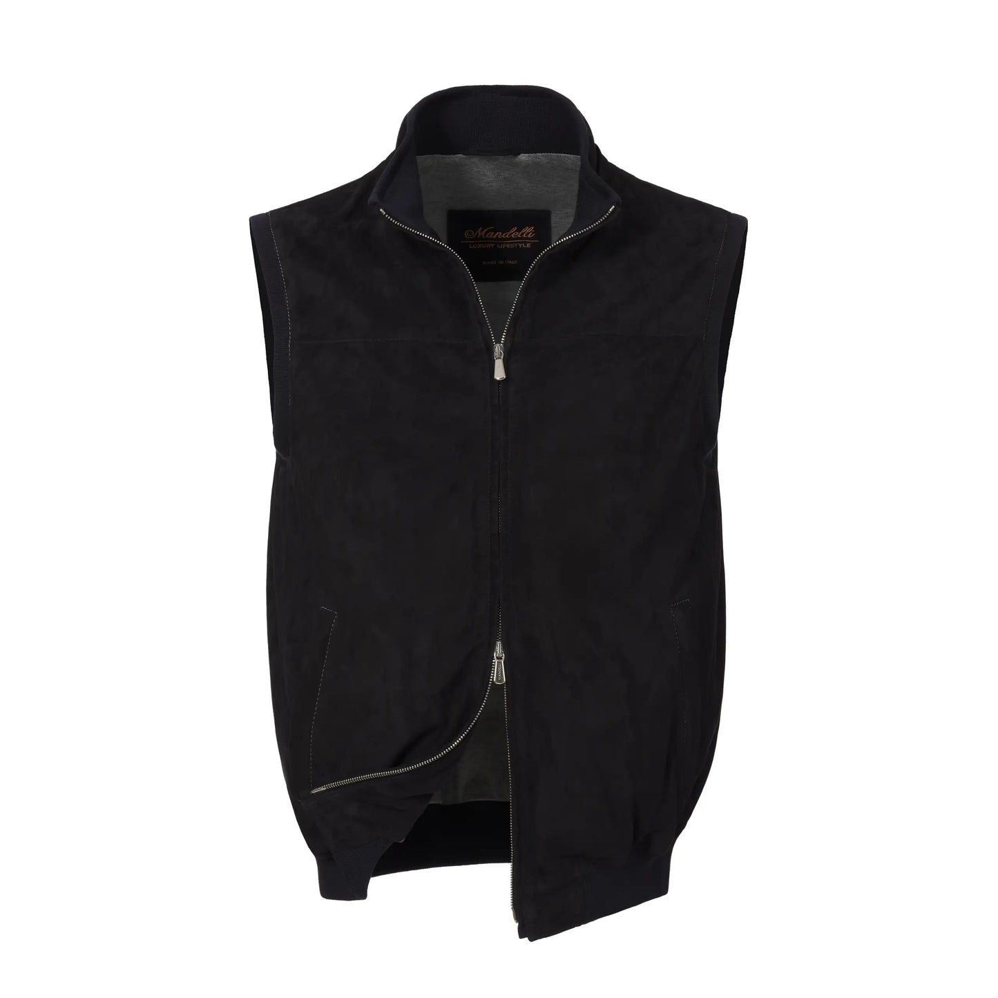 Mandelli Hooded Leather Vest in Dark Blue - SARTALE