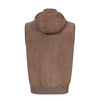 Mandelli Hooded Leather Vest in Taupe - SARTALE