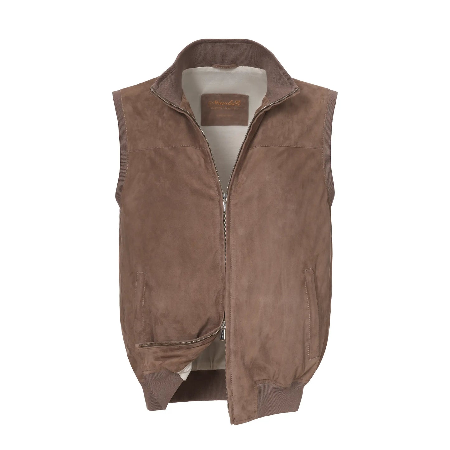 Mandelli Hooded Leather Vest in Taupe - SARTALE