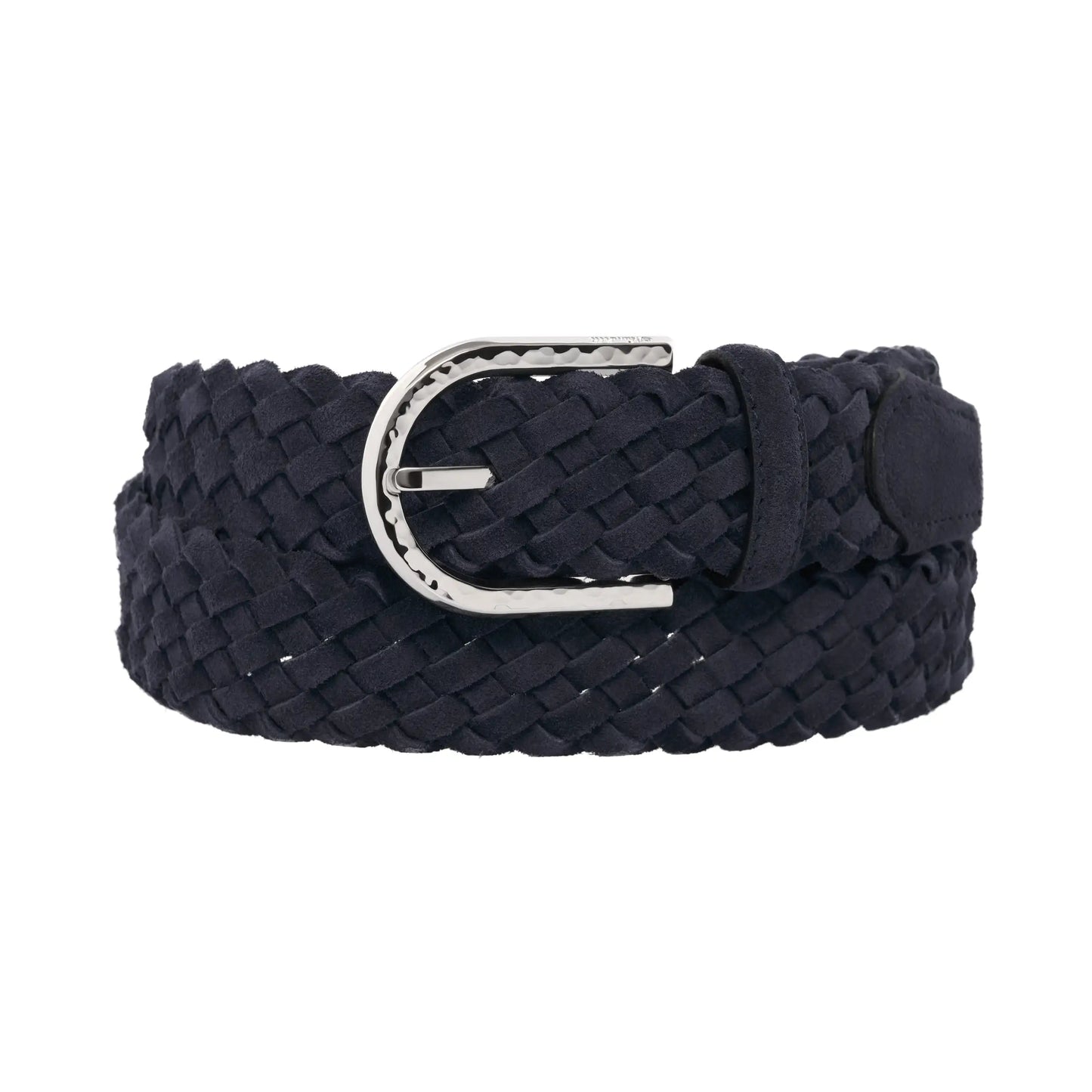 Mandelli Leather Braided Belt in Royal Blue
