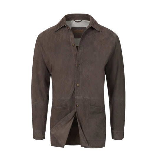 Mandelli Leather Overshirt in Graphite - SARTALE