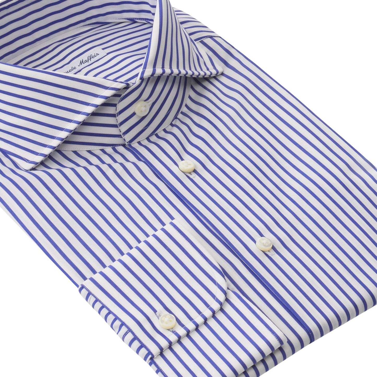 Emanuele Maffeis Classic Striped Cotton Blue Shirt - SARTALE