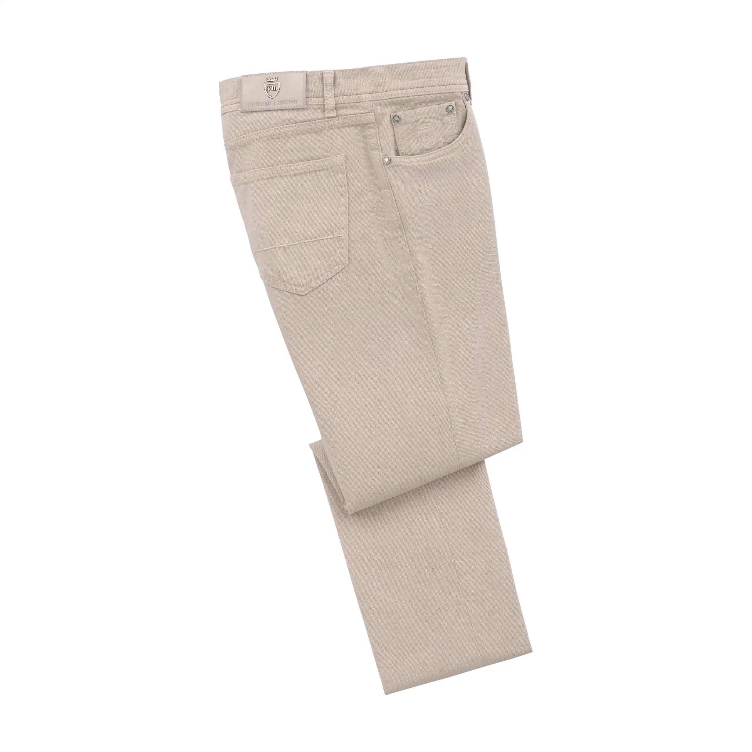 Richard J. Brown Cotton-Linen Blend Jeans in Beige | SARTALE